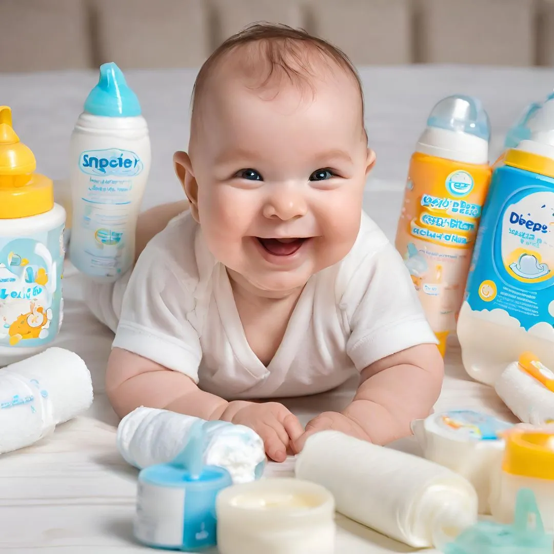 happy baby smiling after applying nappy rash cream